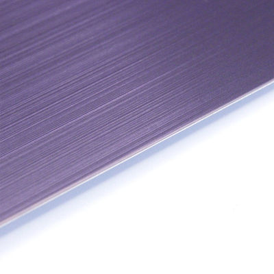 BIS Brushed Sheet de aço inoxidável PVD Color Coating Purple 304 Placa de linha de cabelo de aço inoxidável