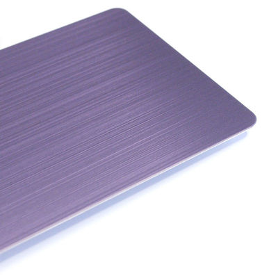 BIS Brushed Sheet de aço inoxidável PVD Color Coating Purple 304 Placa de linha de cabelo de aço inoxidável