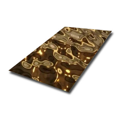 Espessura de aço inoxidável da folha 0.3mm 0.4mm de Champagne Gold Color Water Ripple