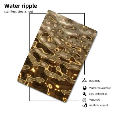 Espessura de aço inoxidável da folha 0.3mm 0.4mm de Champagne Gold Color Water Ripple