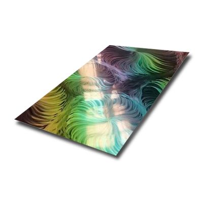 Folha de aço inoxidável colorido espelho 304 Fantasia de cor gradiente folha de laser 3D