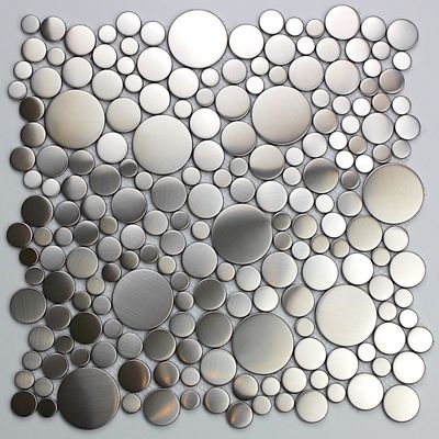 Banheiro de prata de aço inoxidável 8mm Penny Tile Grand Metal metálica das telhas de mosaico