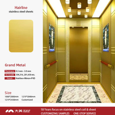 Linha de cabelo n.o 4 Painéis de porta de elevador reforçados com 304 316 superfícies de aço inoxidável escovado