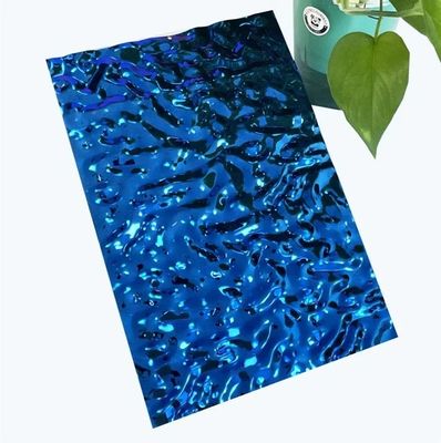 Fabricantes de chapas de aço inoxidável cores de revestimento pvd azul de safira chapa de ondulação de água pequena de aço inoxidável