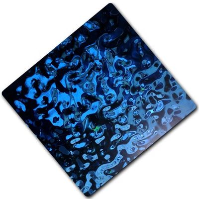 Fabricantes de chapas de aço inoxidável cores de revestimento pvd azul de safira chapa de ondulação de água pequena de aço inoxidável