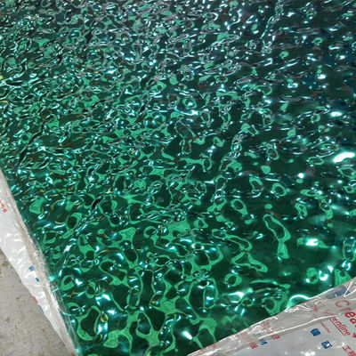 304 espessura de espelho PVD verde folha de aço inoxidável folha de água ondulação painel de teto de aço inoxidável