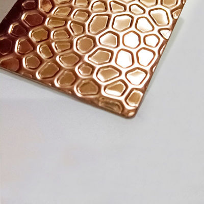 AISI 304 316 PVD Coloração rosa-ouro favo de mel Placa padronizada textura de aço inoxidável Folha