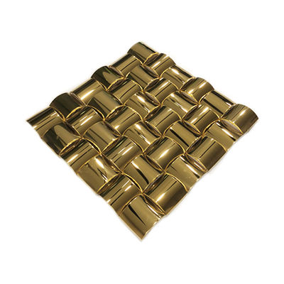 metal de aço inoxidável 30X30MM da telha de mosaico do ouro do espelho da forma do arco 3D