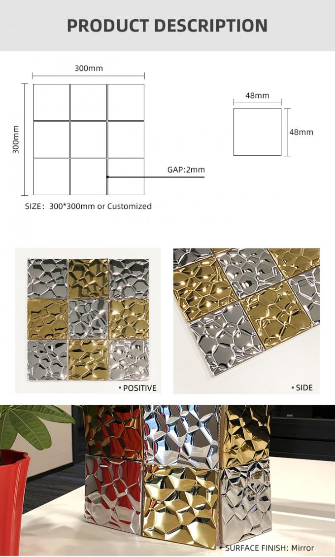 O grupo grande 201 do metal mosaico de aço inoxidável da cor 304 316 dupla escovou terminado 304 placas de aço inoxidável das folhas para a decoração