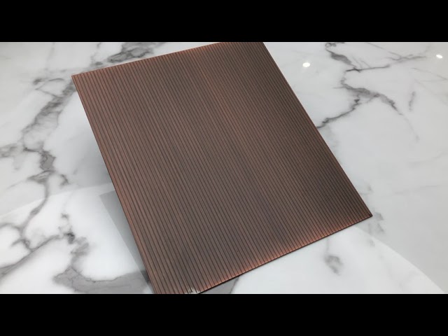 vídeos da empresa Aproximadamente 0.03mm Decorative Stainless Steel Sheet Antique Bronze Color Copper Brass Coated Clad