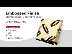 201 304 Cor dourada revestida 3MM 2MM superfície de estampagem antiderrapante chapa de aço inoxidável